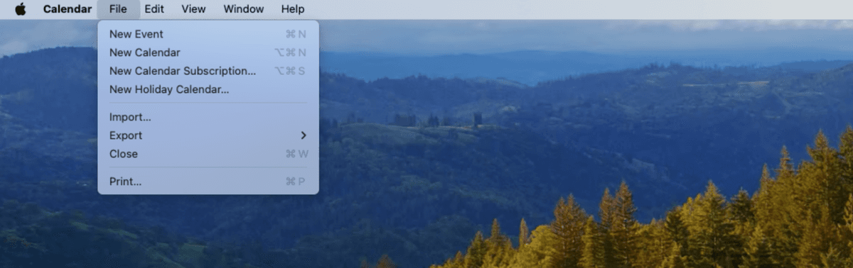 New Calendar Subscription option in Mac Calendar app - Step 2 of adding Apple calendar subscription